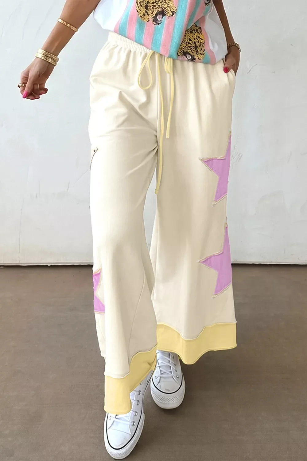 Star Patch Wide Leg Pants