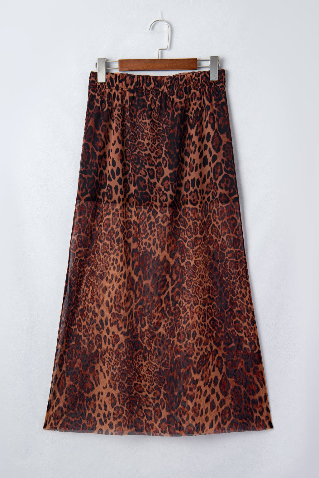 Brown Leopard Sheer Maxi Skirt