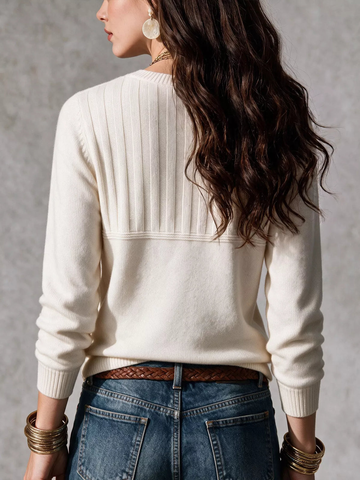 Ribbed Button Detail Sweater