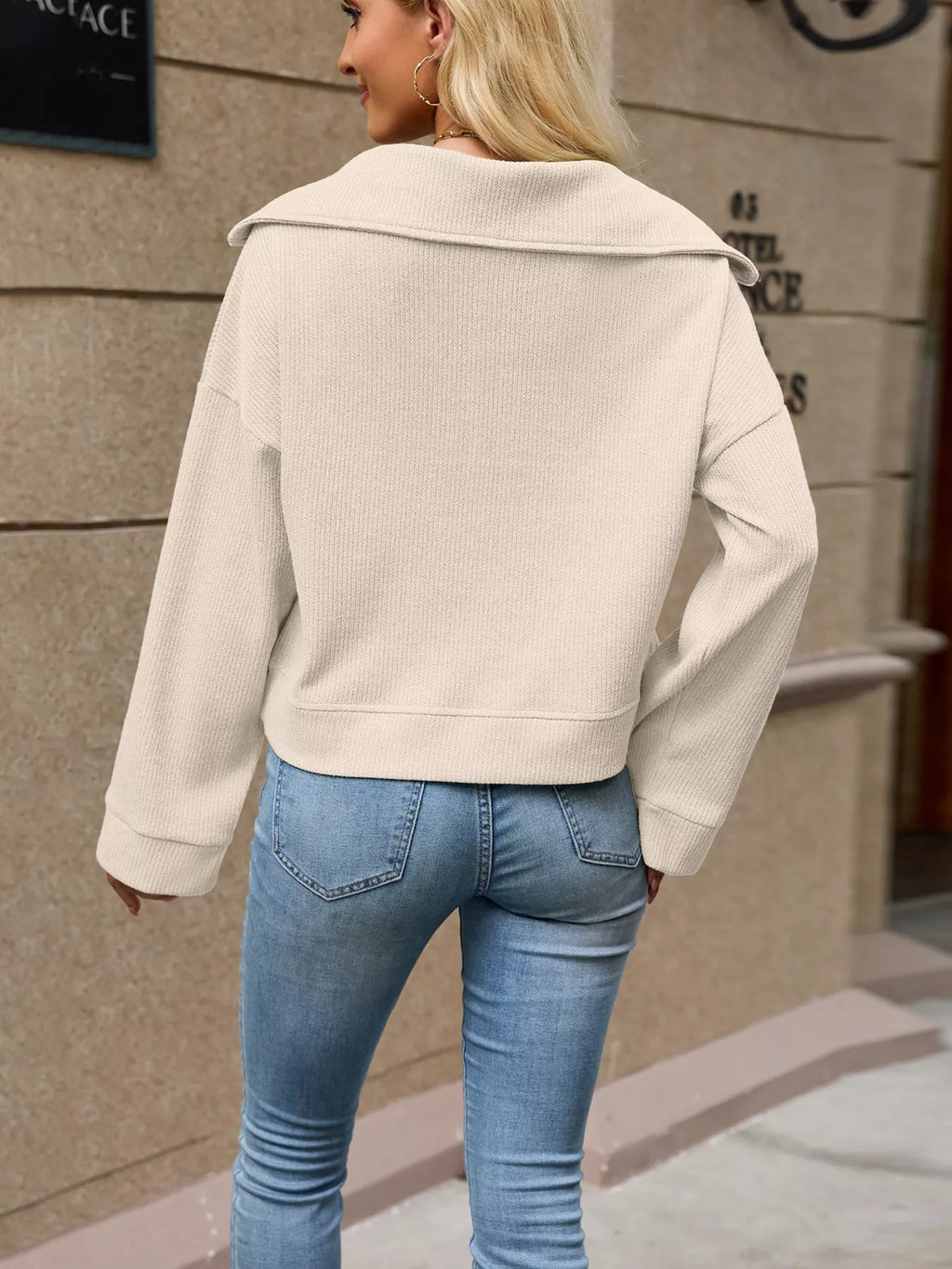 Half-Zip Dropped Shoulder Sweatshirt