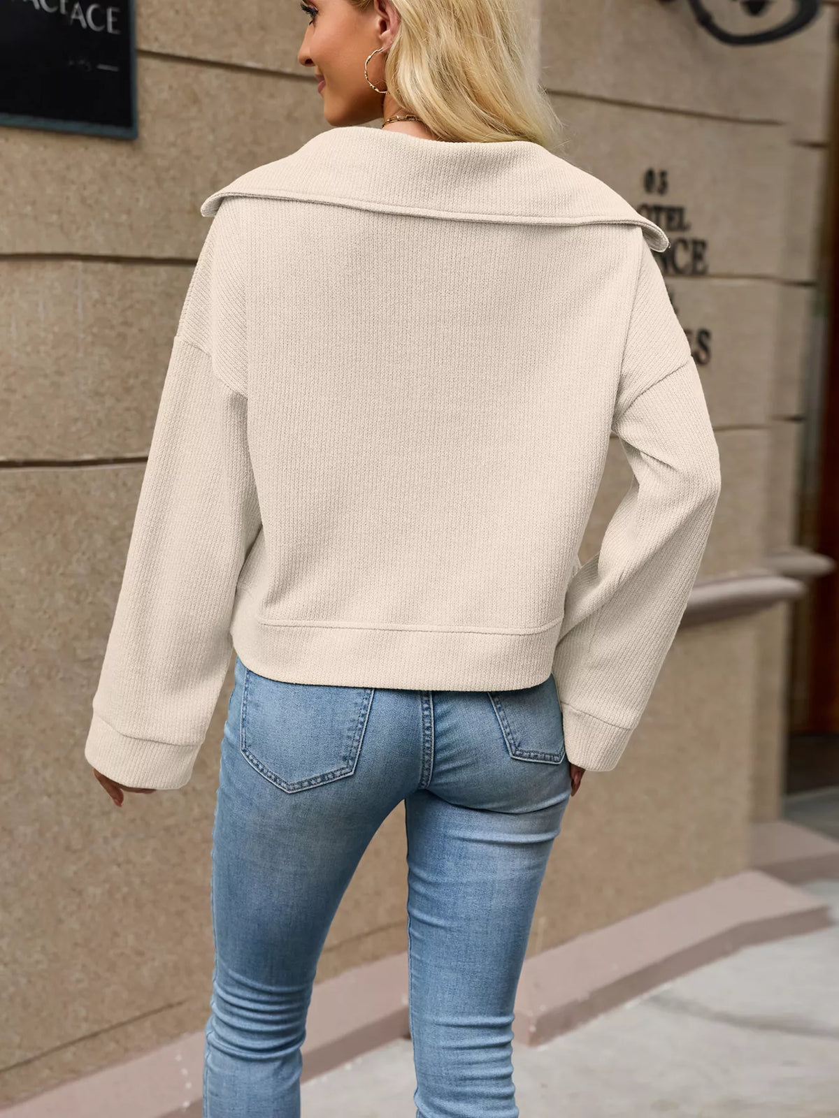 Half-Zip Dropped Shoulder Sweatshirt