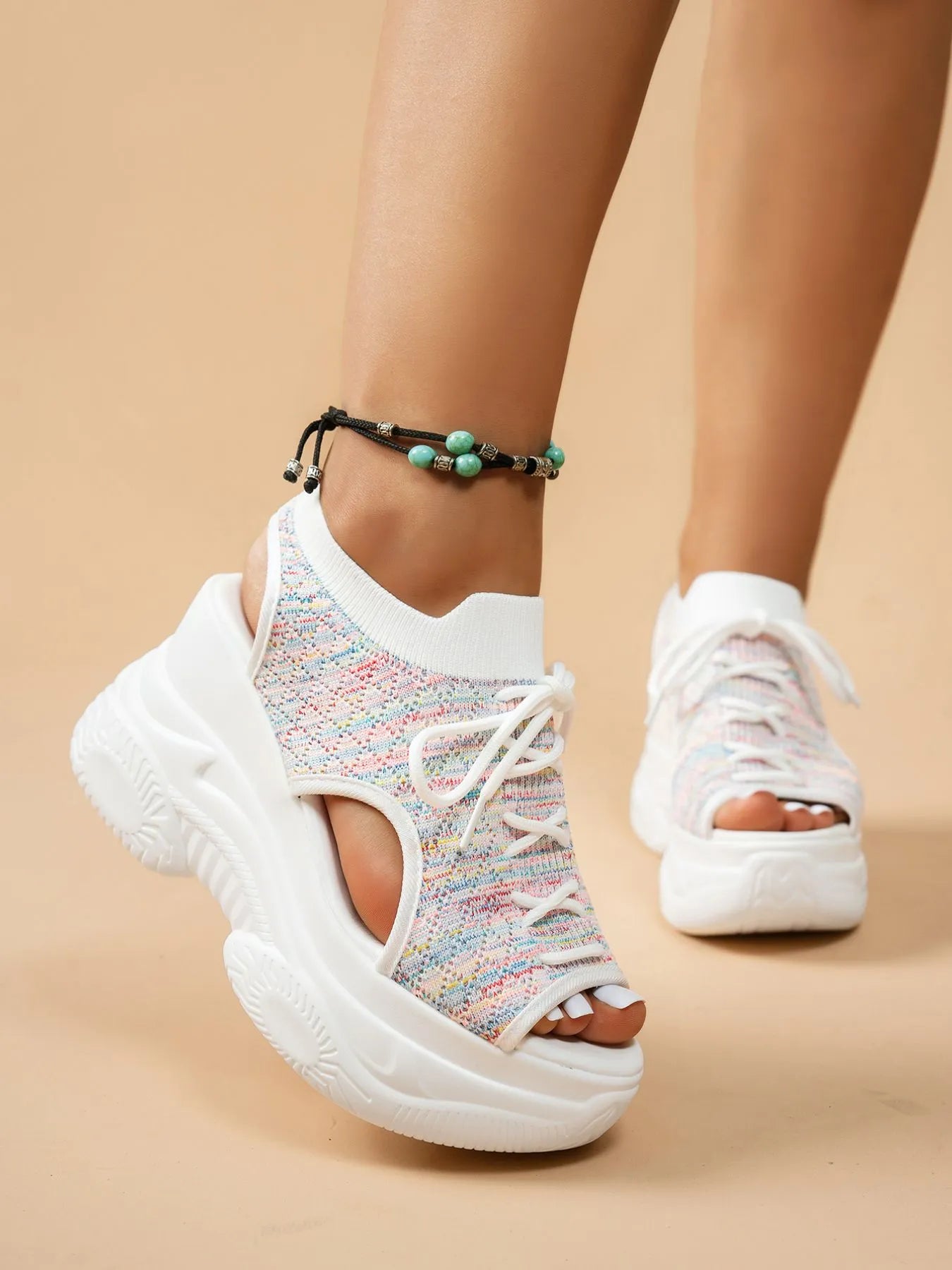 Lace Up Platform Wedge Sandals
