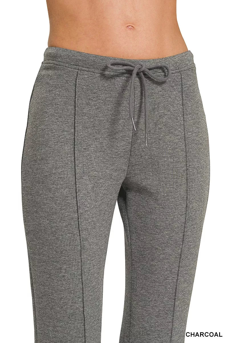 Zenana Drawstring Scuba Stretch Pintuck Pants