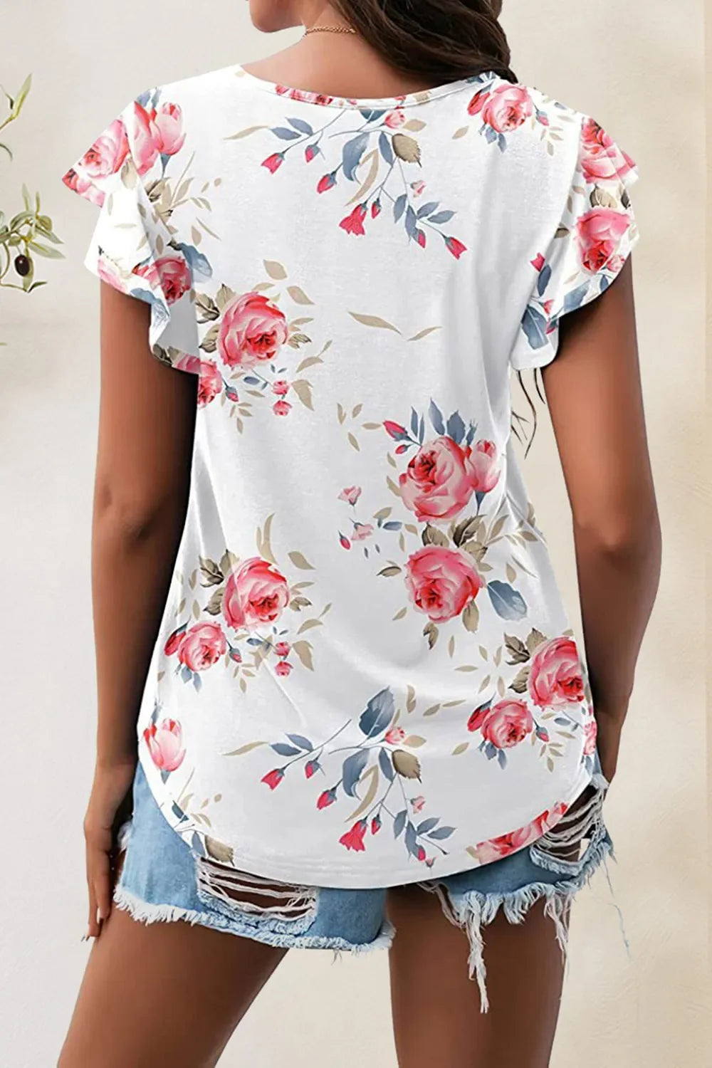 Printed Round Neck Short Sleeve T-Shirt