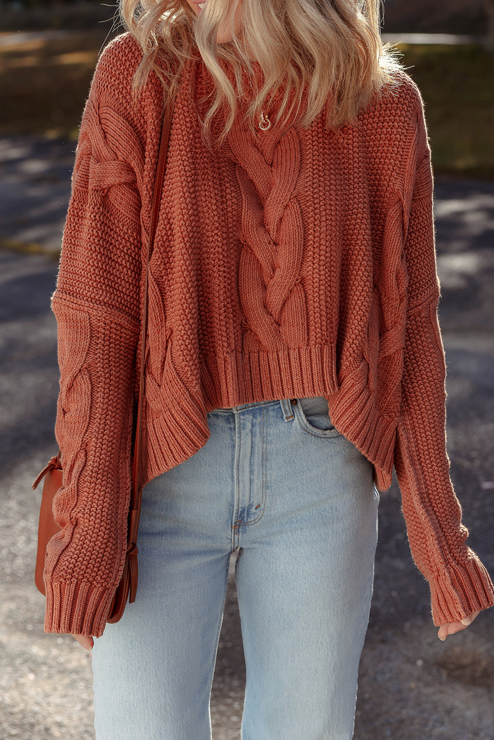 Redwood Burl Chunky Fit Slouchy Textured Knit Sweater