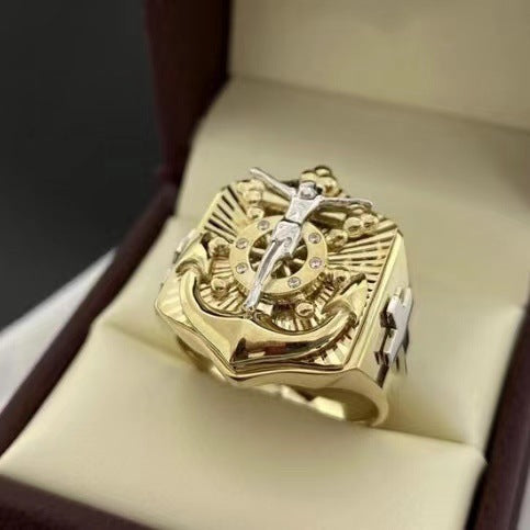 Sanjie Alloy Creative Fashion Ethnic Style Ring Personality Men's Artistic Retro Ring Jewelry Manufacturer