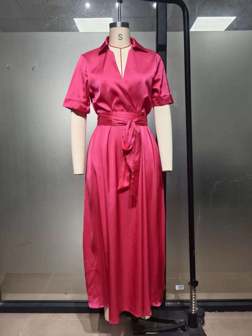 Collared Neck Maxi Shirt Dress