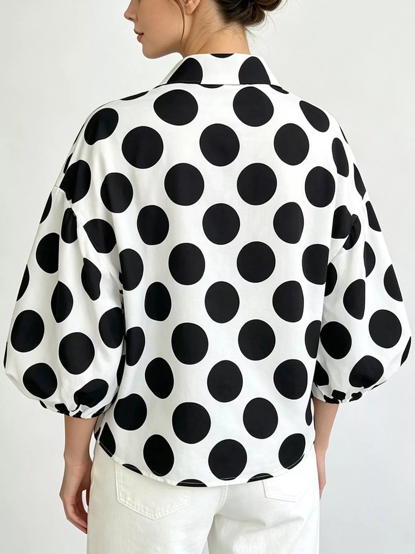 Polka Dot Puff Sleeve Shirt
