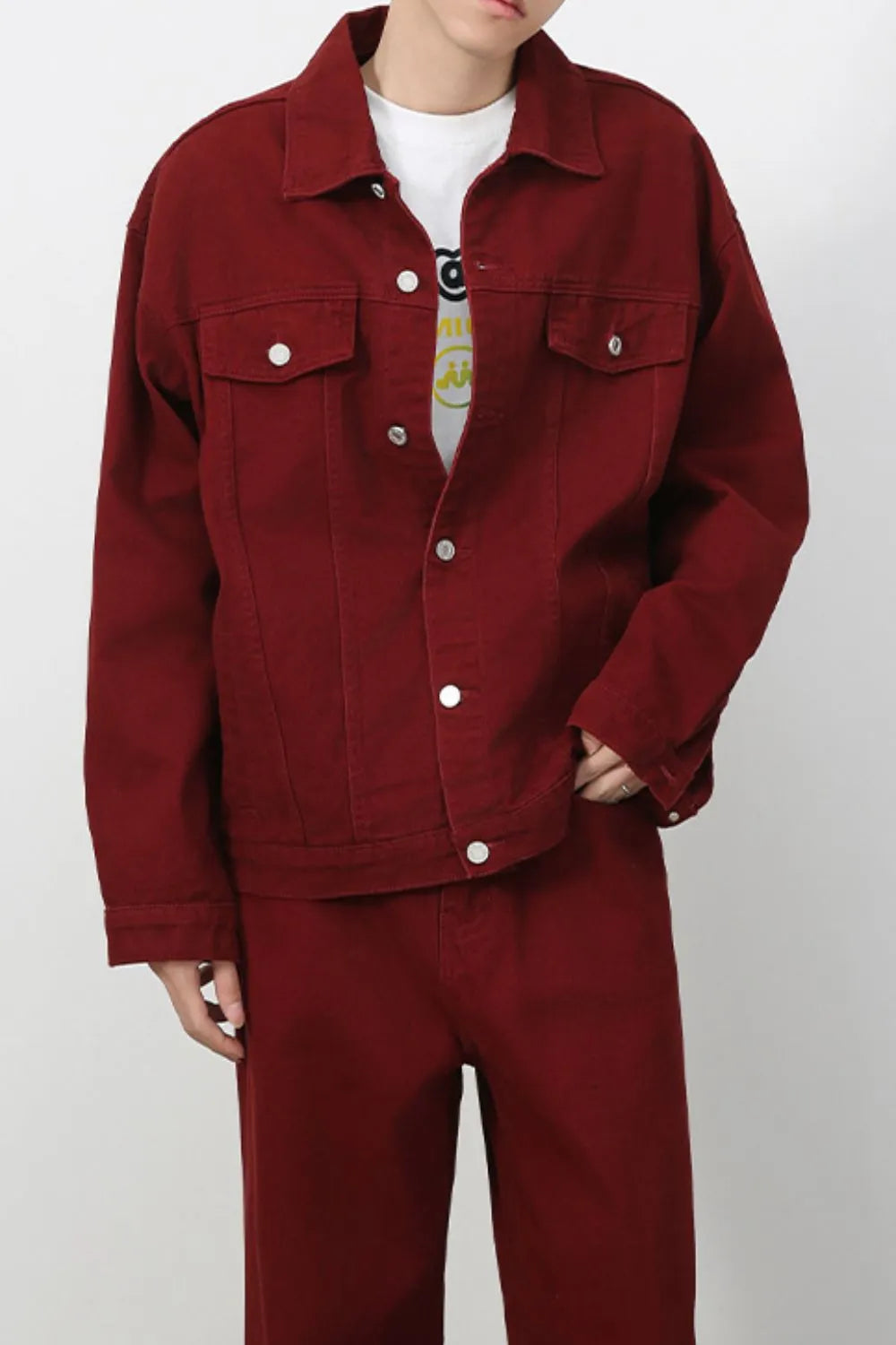 Men's Button Up Dropped Shoulder Denim Jacket