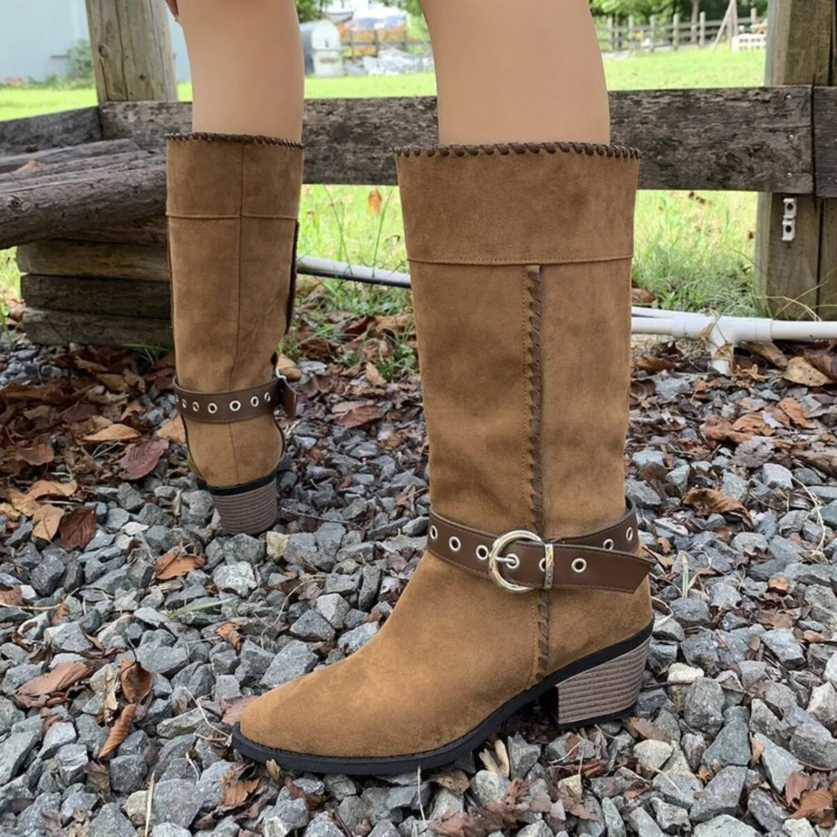 Point Toe Block Heels Boots