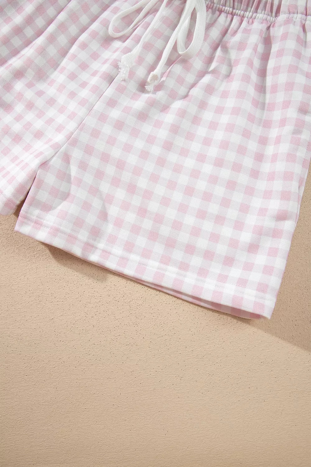 Gingham Long Sleeve Sweatshirt and Shorts Set