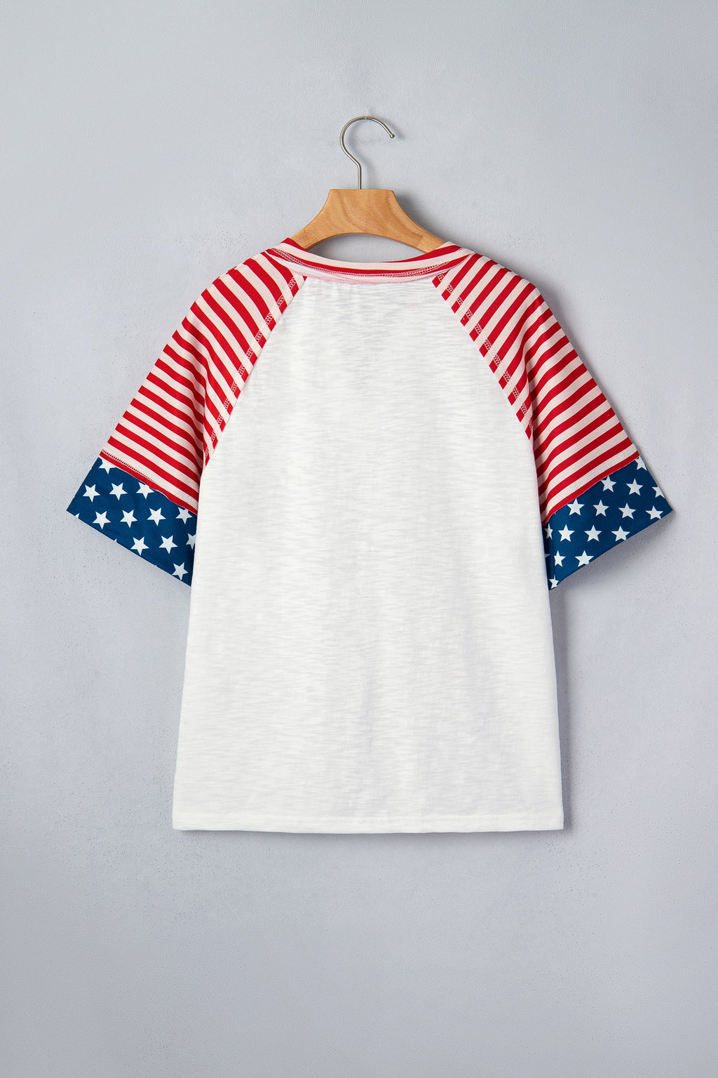 Fiery Red Star Detail Flag Inspired Short Sleeve Top