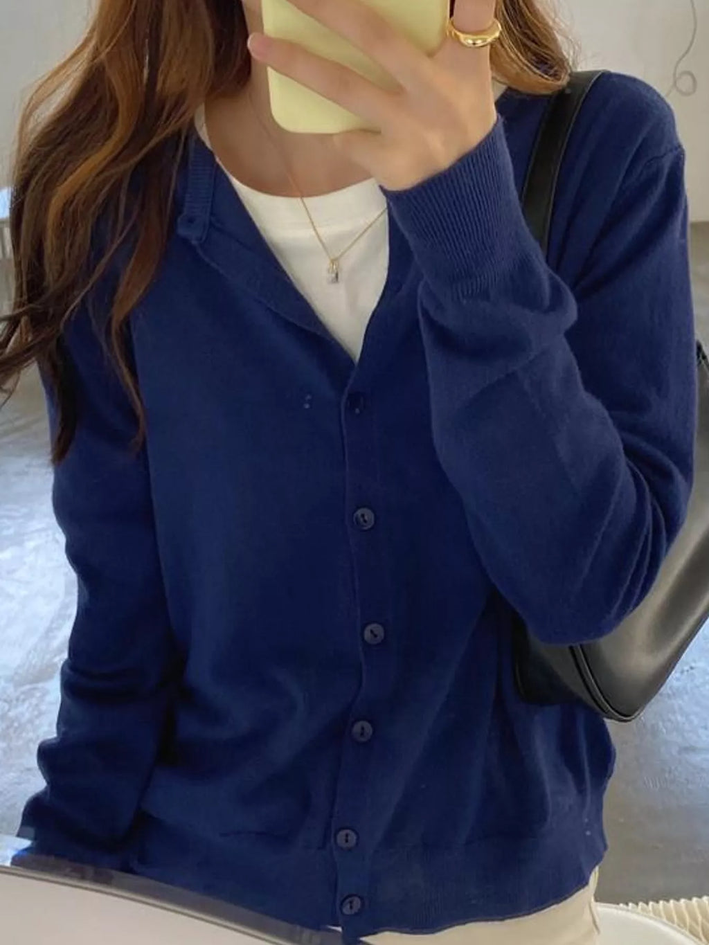 Crew Neck Button-Down Knit Cardigan