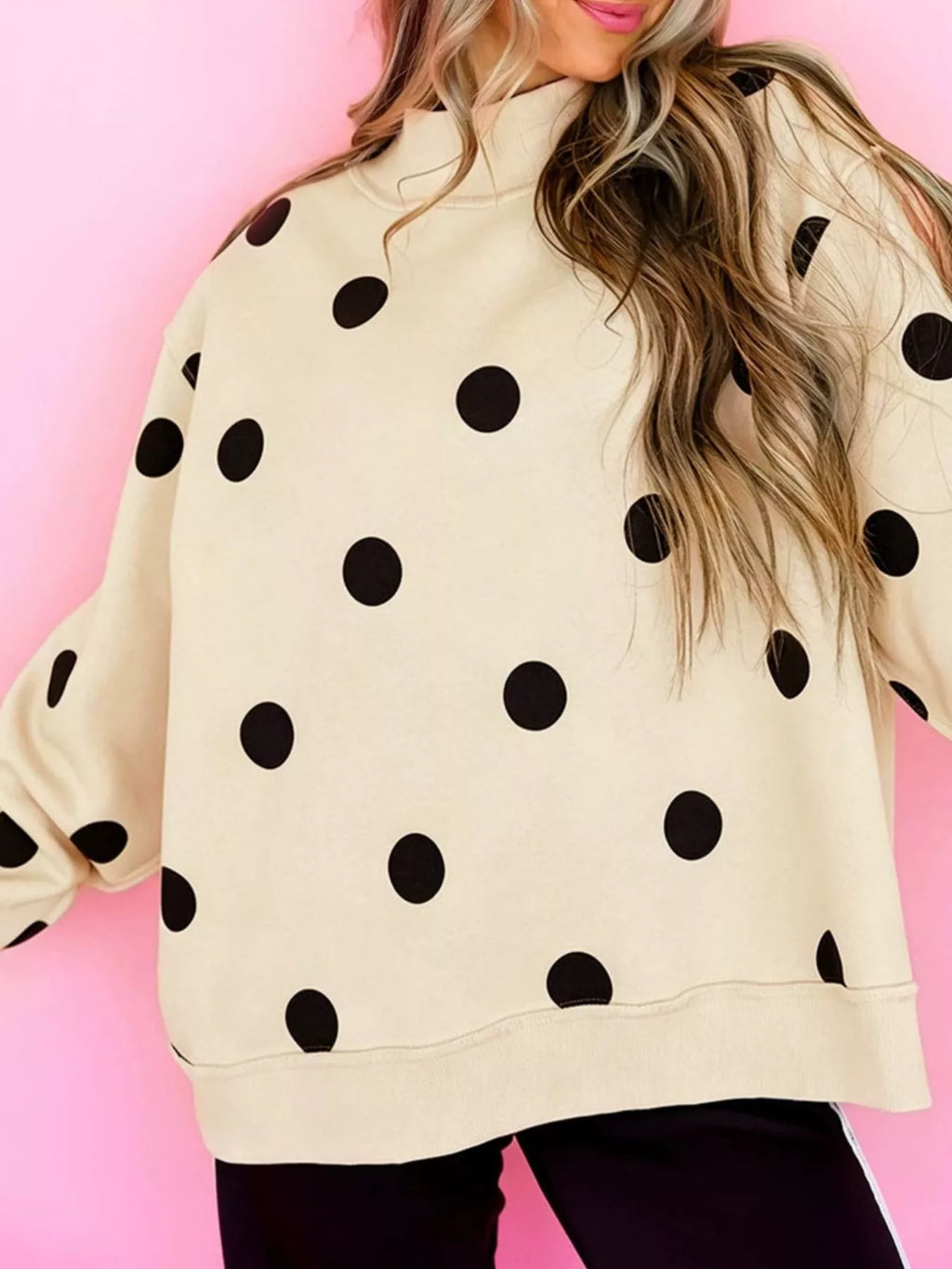 Oversized Polka Dot Crewneck Sweatshirt