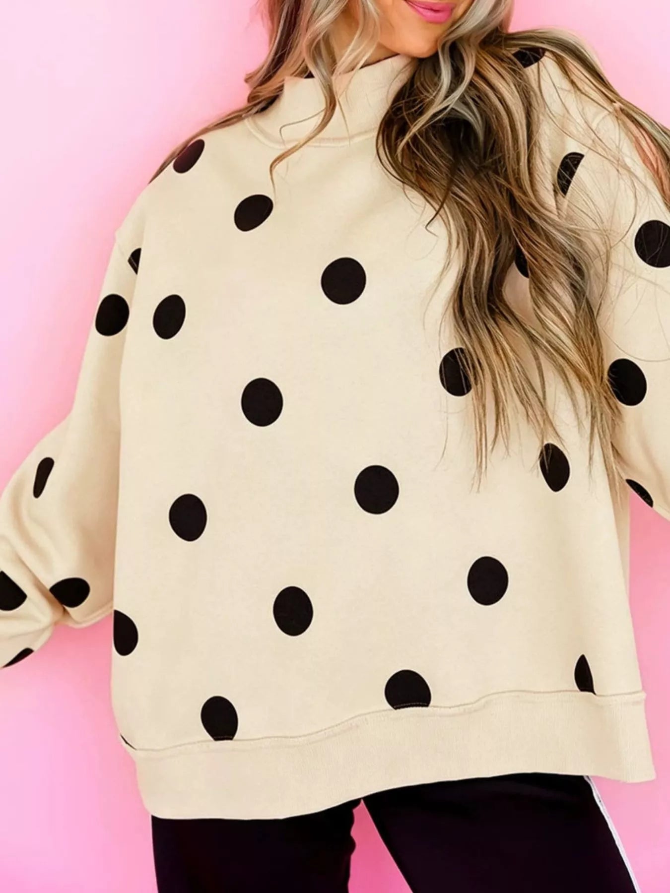 Oversized Polka Dot Crewneck Sweatshirt