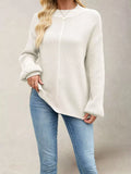 Ribbed Mock Neck Drop Shoulder Sweater