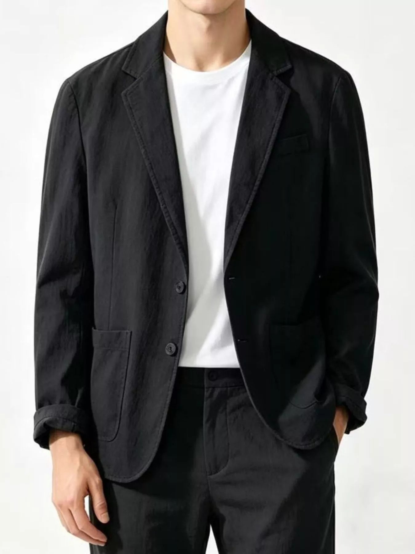 Men's Plus Size Button Up Long Sleeve Blazer