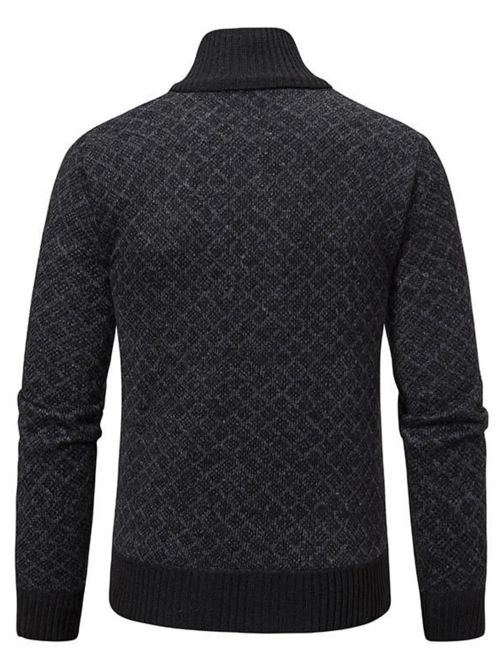 Men's Plus Size Diamond Pattern Zip-Up Knit Cardigan