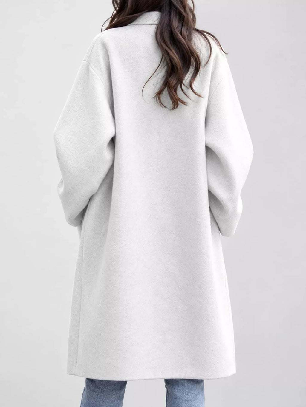 Full Size Lapel Collar One Button Coat Plus Size