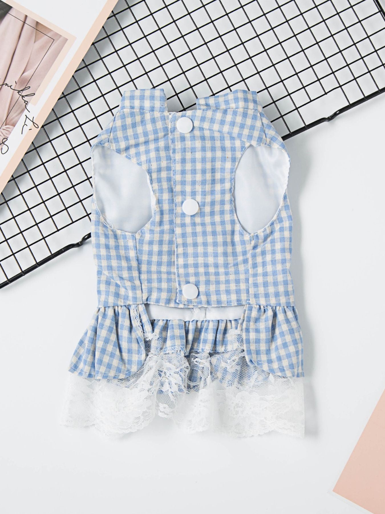 Gingham Ruffle Lace Pet Dress