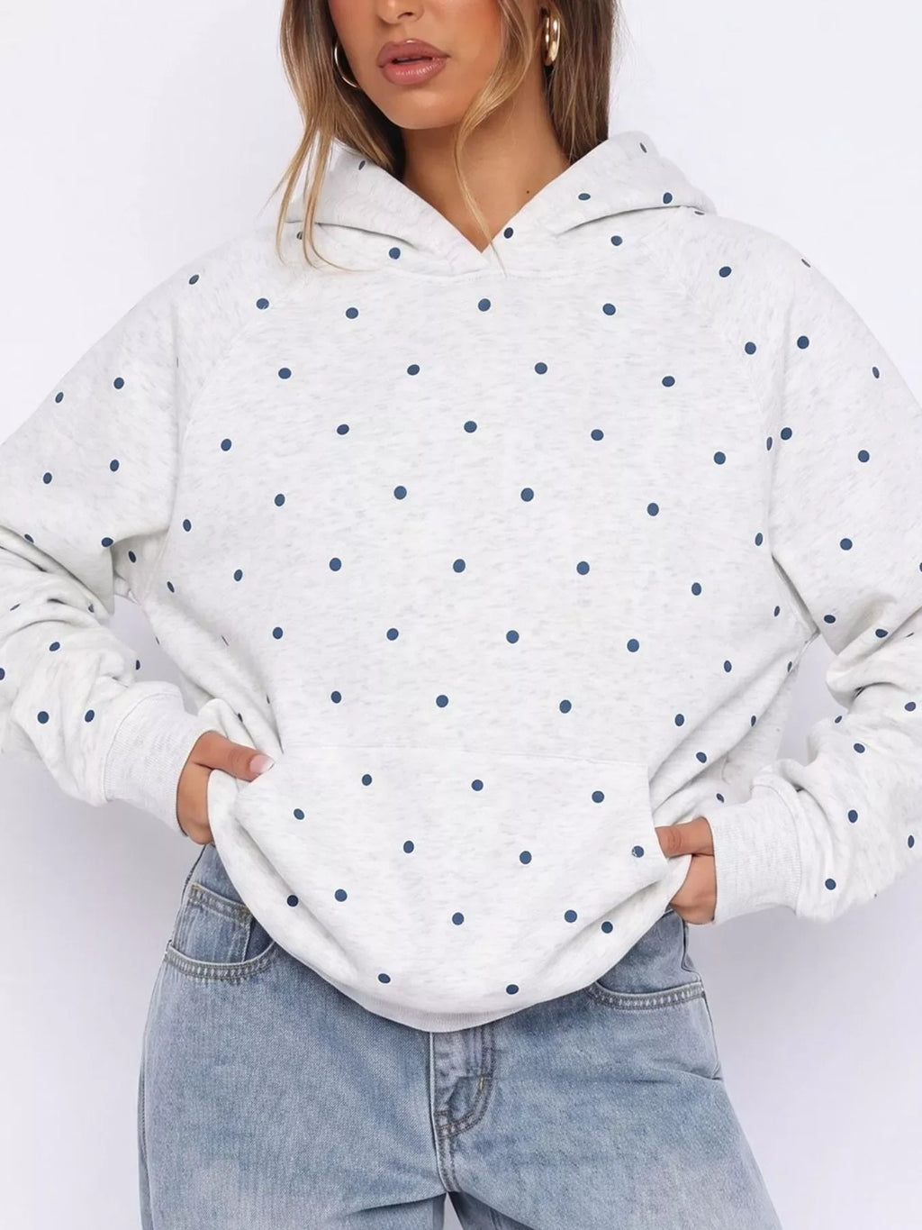 Polka Dot Raglan Sleeve Hoodie