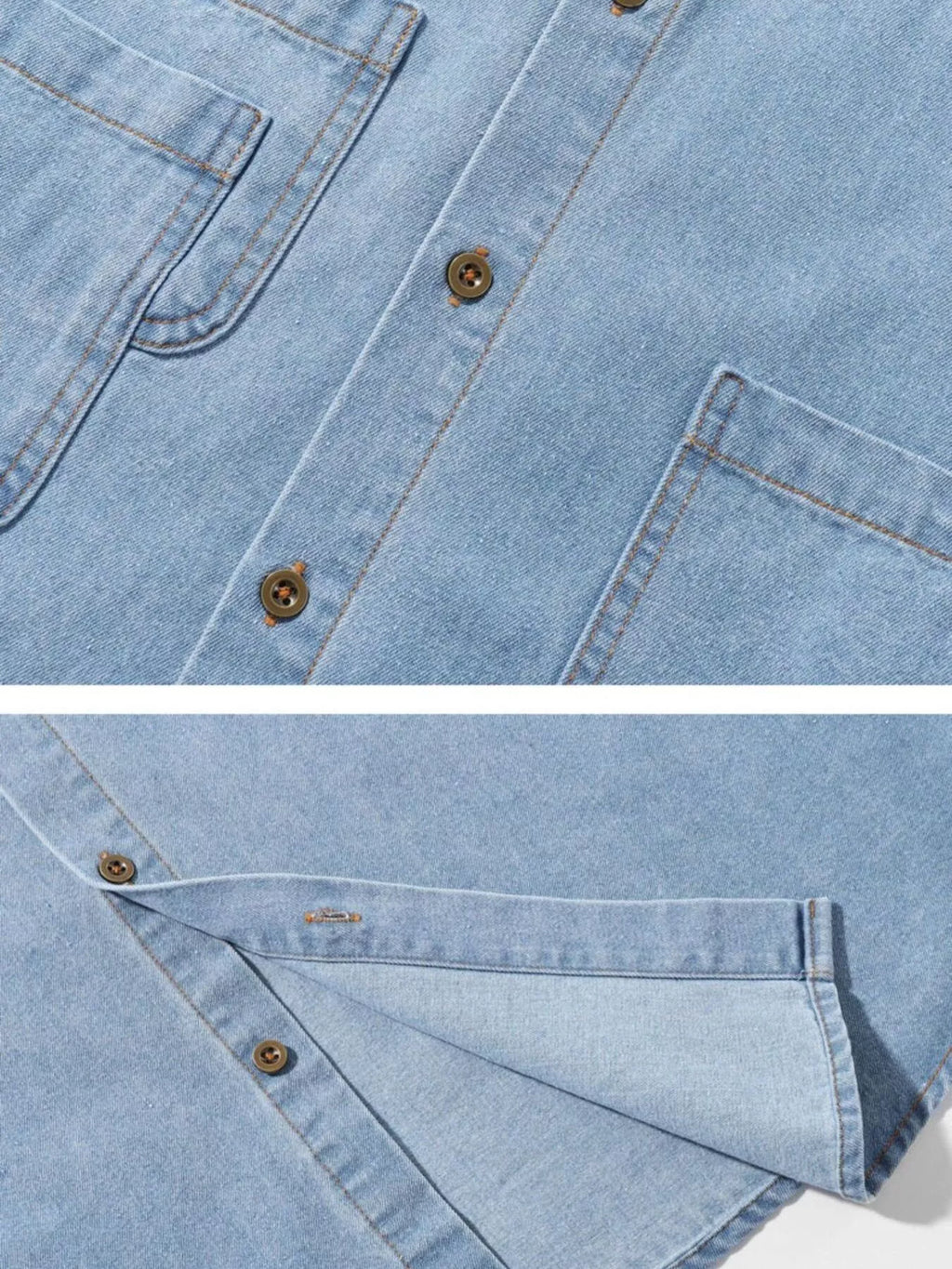 Men's Plus Size Button Up Long Sleeve Denim Shirt