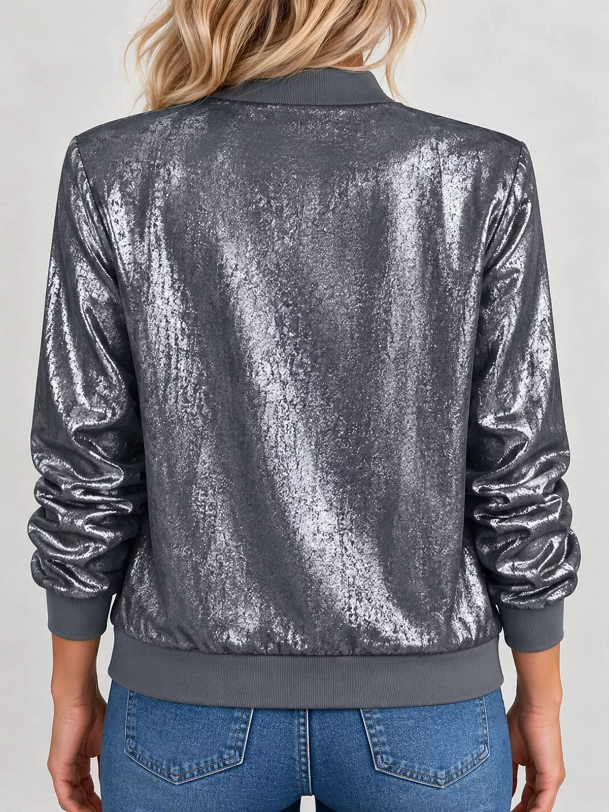 Full Size Zip Up Long Sleeve Jacket Plus Size