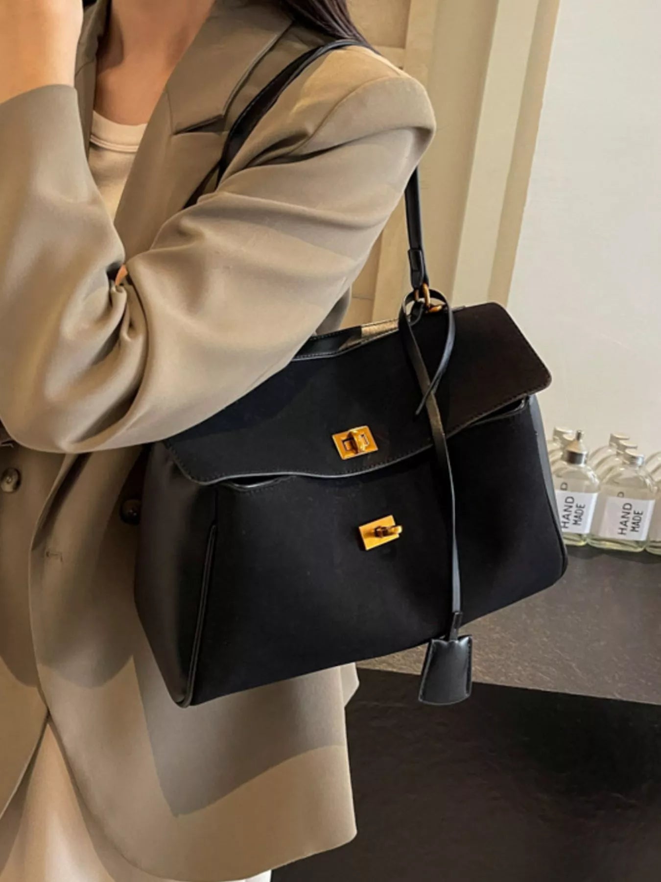 Turn-Lock Shoulder Bag