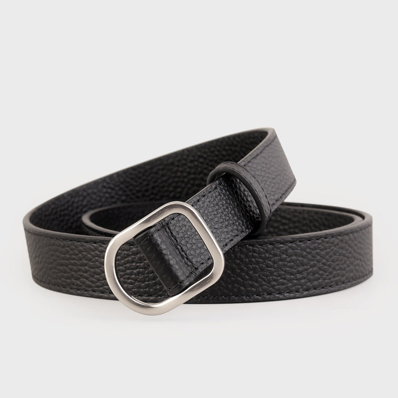Leather Belt with Silver Buckle