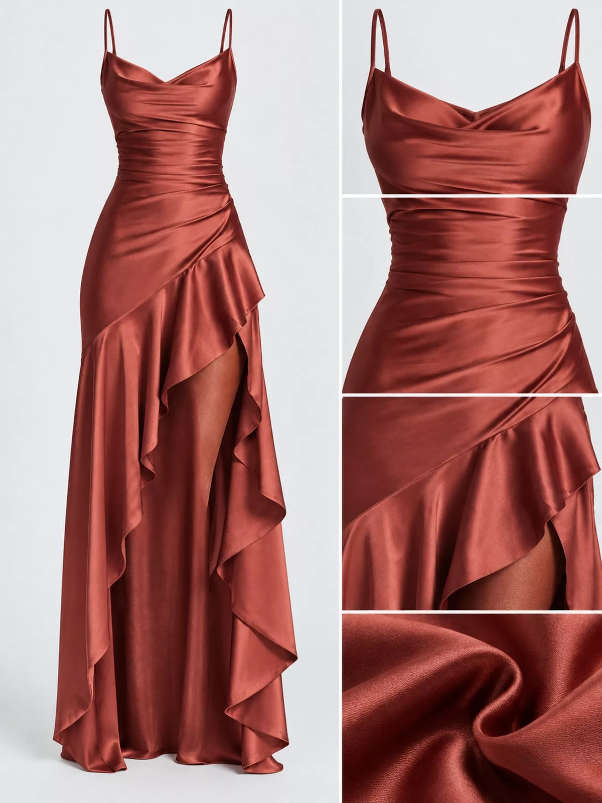 High-Low Ruffle Hem Evening Dress