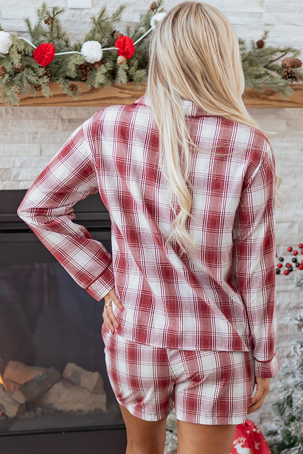Plaid Shirt and Shorts Lounge Set