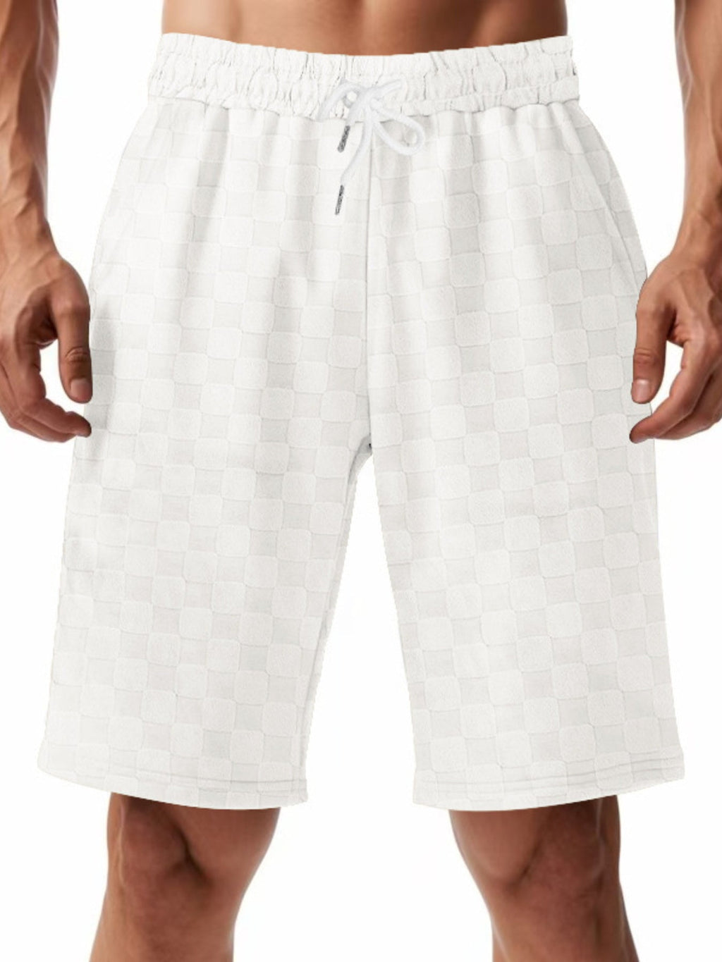 Men's Full Size Checkered Casual Drawstring Shorts Plus Size