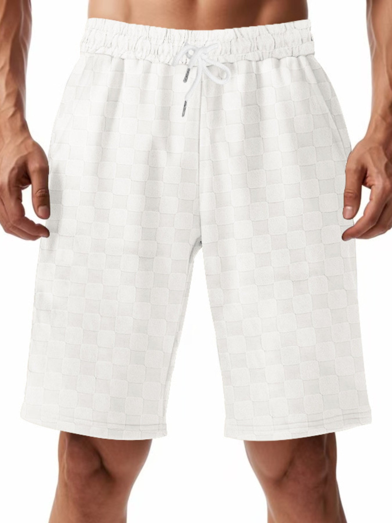 Men's Full Size Checkered Casual Drawstring Shorts Plus Size