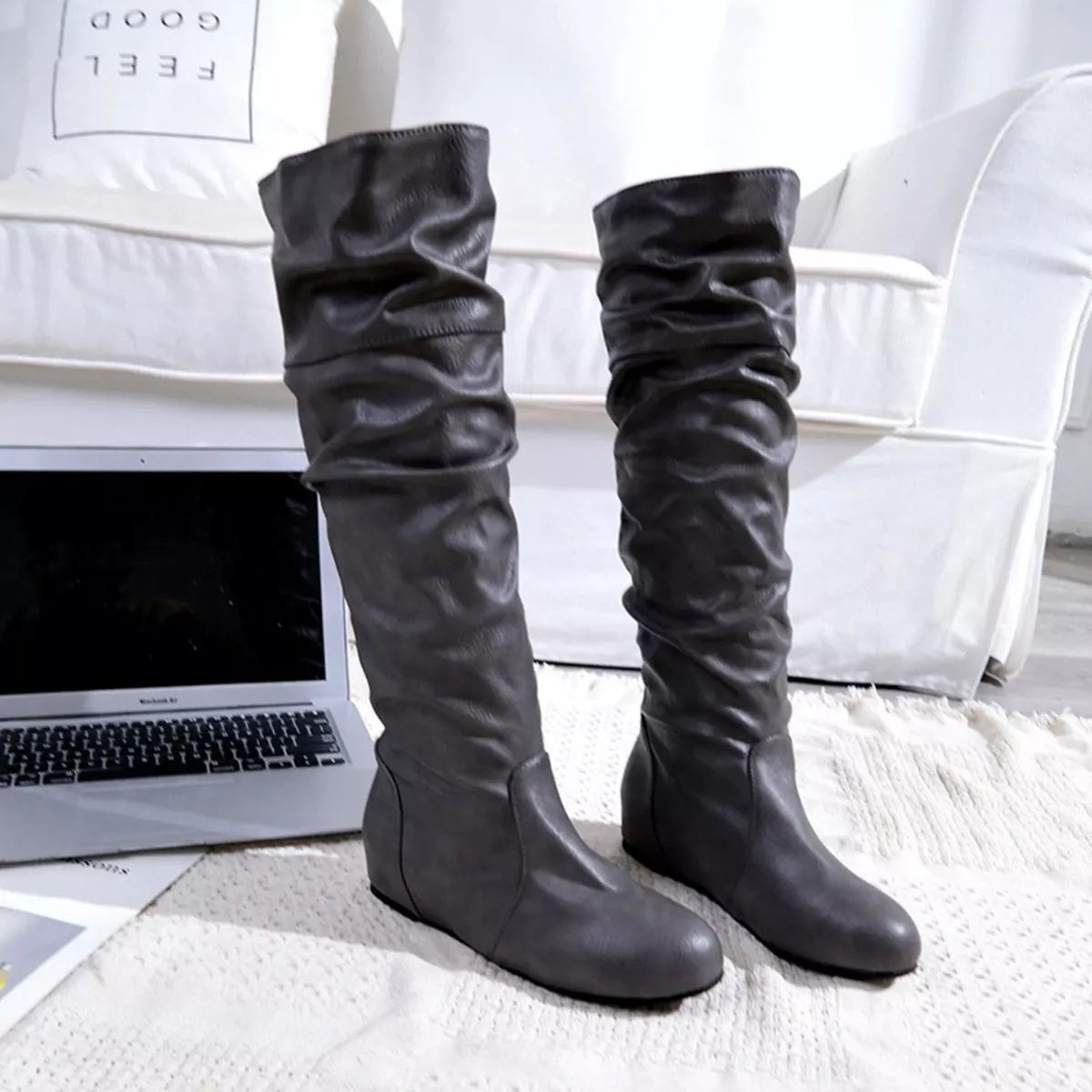 Round Toe Slouch Boots