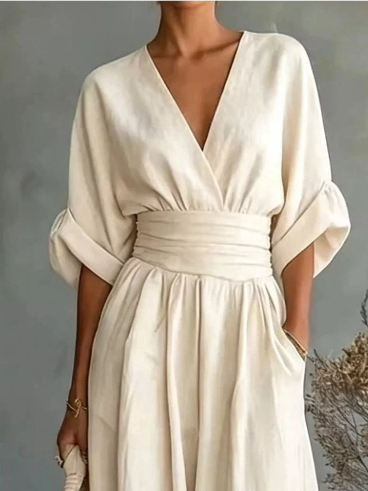Full Size Half Sleeve Wide-Leg Jumpsuit Plus Size