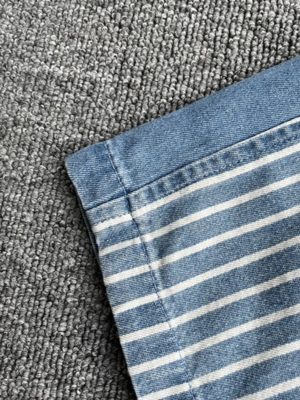 Men's Plus Size Striped Short Sleeve Denim Shirt