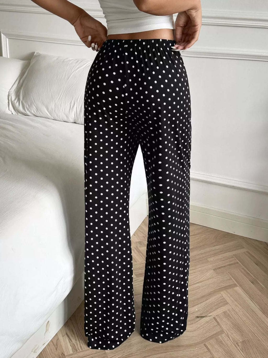 Polka Dot Wide-Leg Pants
