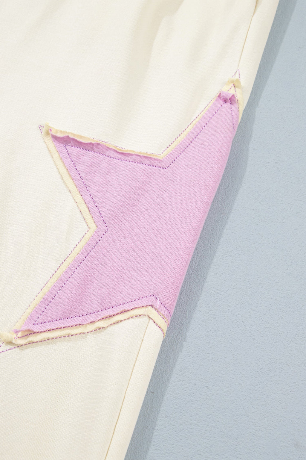 White Summer Color-Blocked Star Patchwork Pants