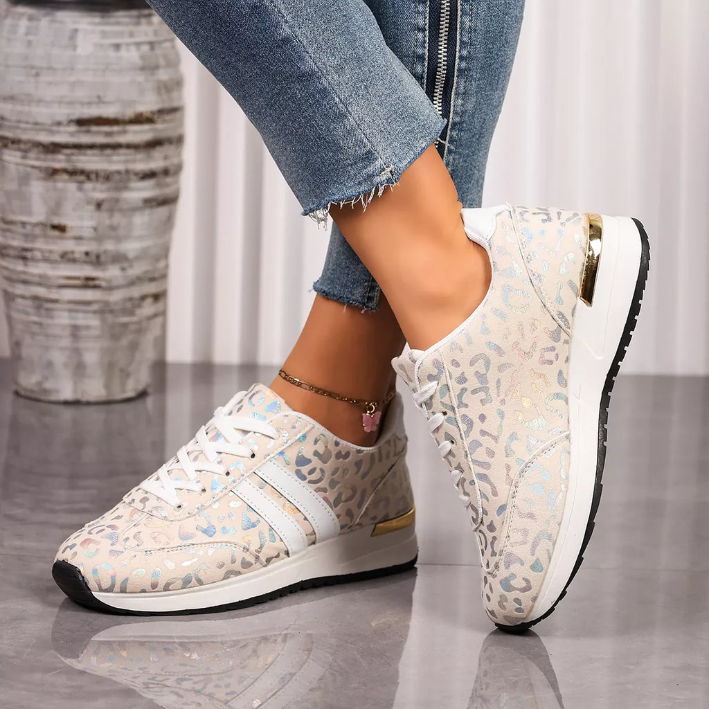 Leopard Print Lace-Up Sneakers