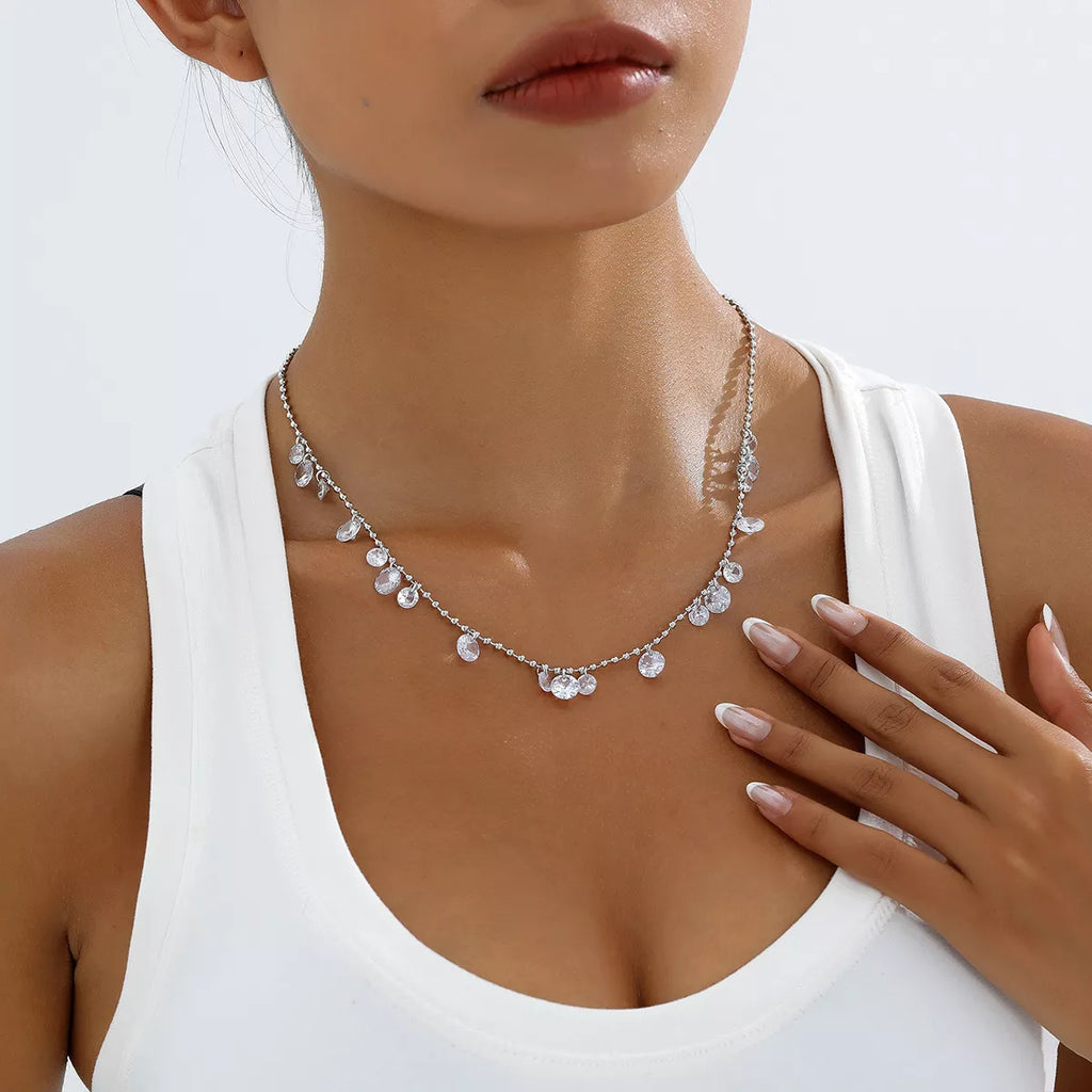 Sparkling Zircon Drop Necklace