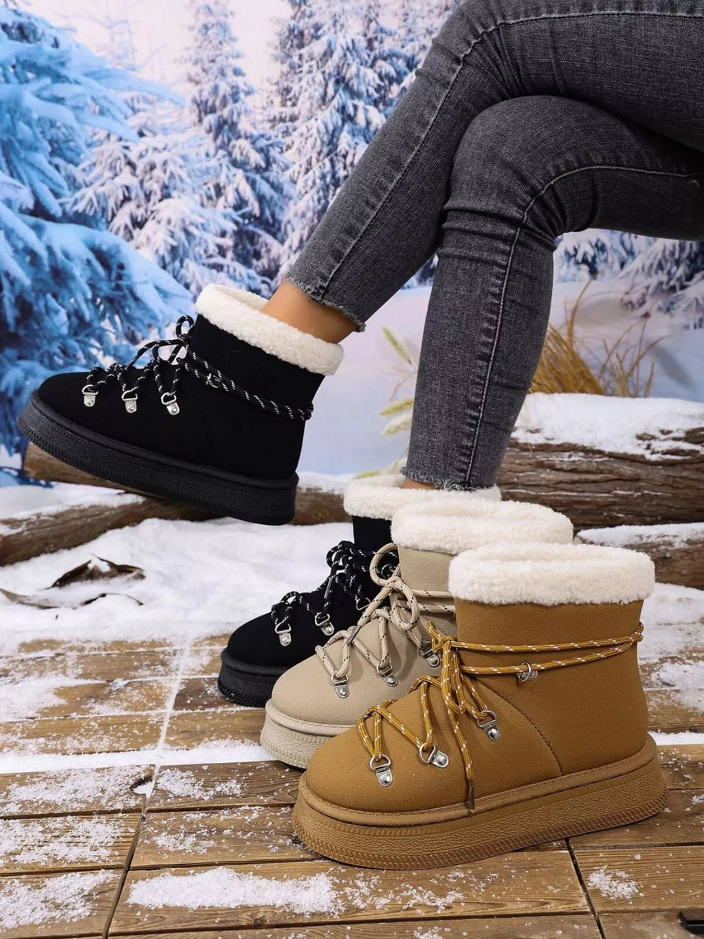 Round Toe Platform Boots
