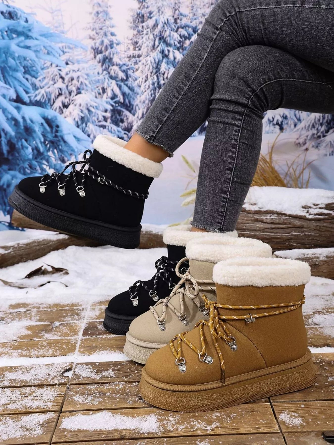 Round Toe Platform Boots