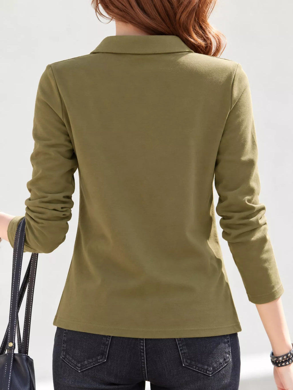 Full Size Button-Down Long Sleeve Shirt Plus Size