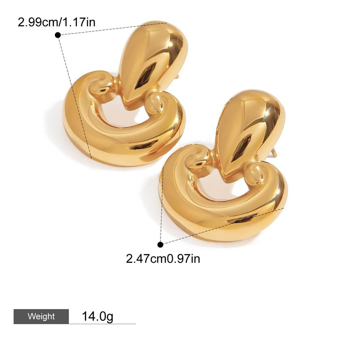 18K gold mushroom-shaped earrings with a unique hollow design