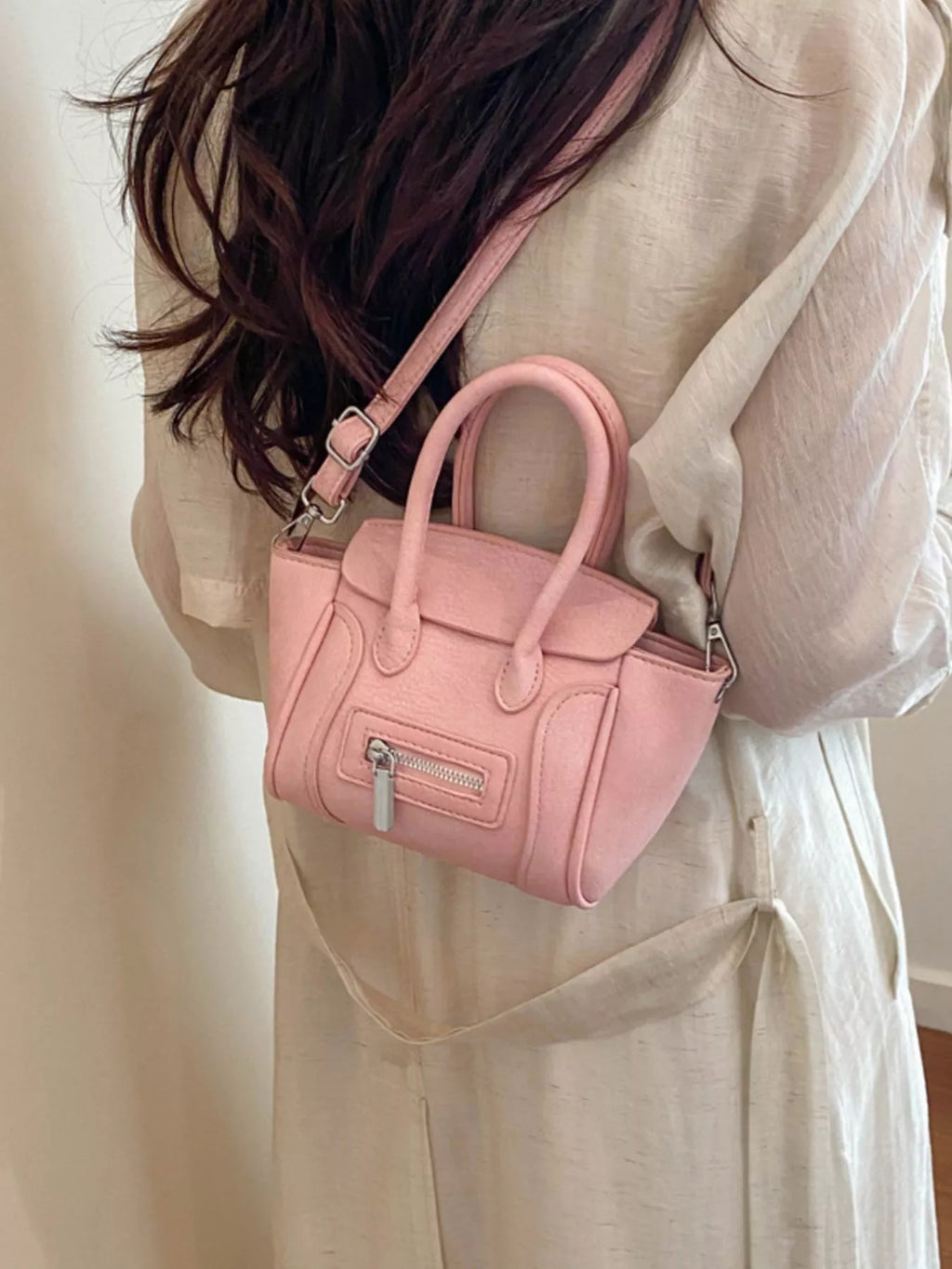 Top Handle PU Leather Crossbody Bag