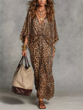 Leopard Print V-Neck Maxi Dress