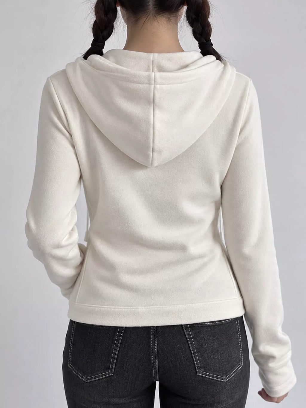 Drawstring Zip-Up Slim Fit Hoodie