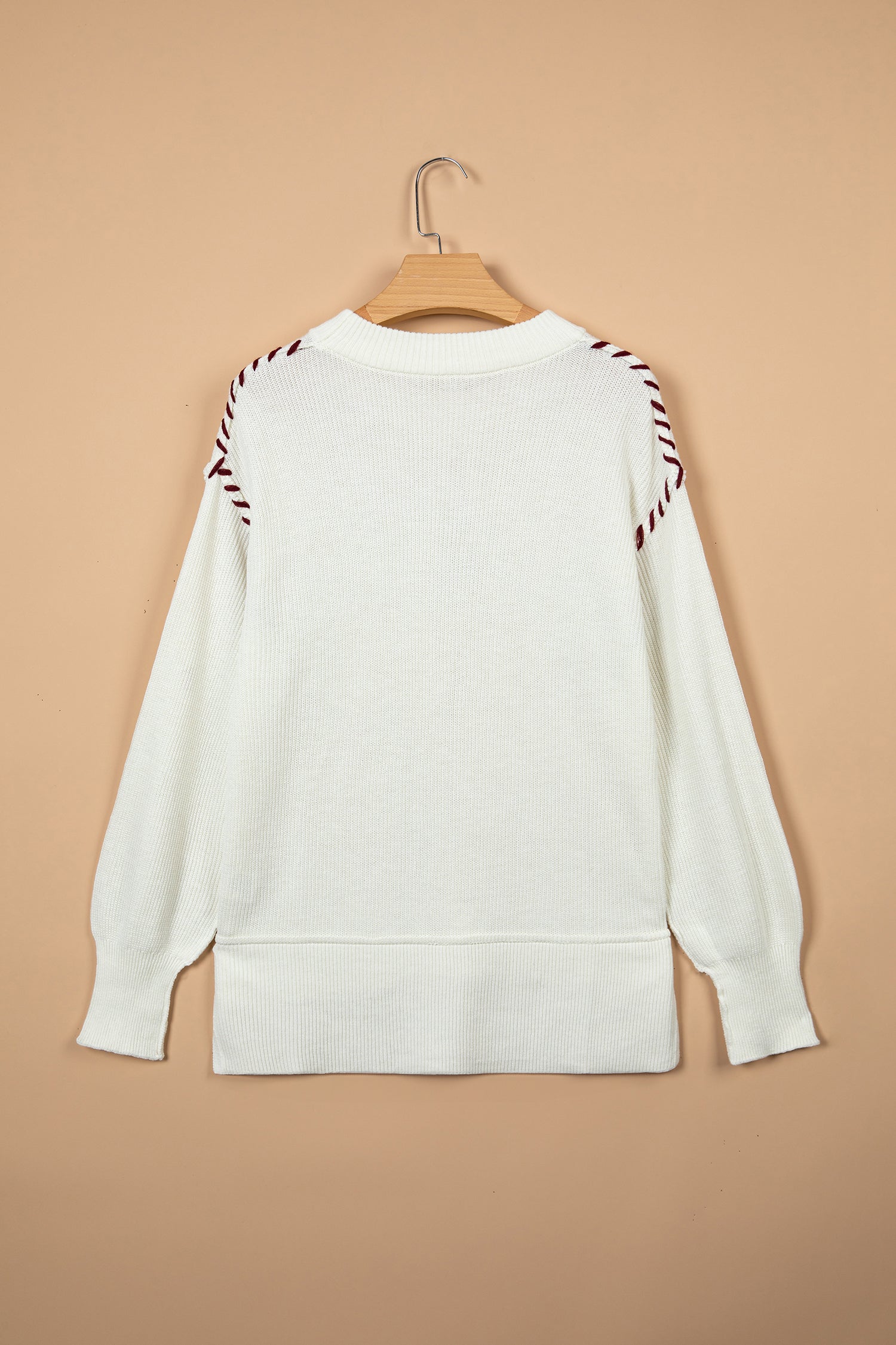 Beige Drop Shoulder Game Day Letter Print Pullover Sweater