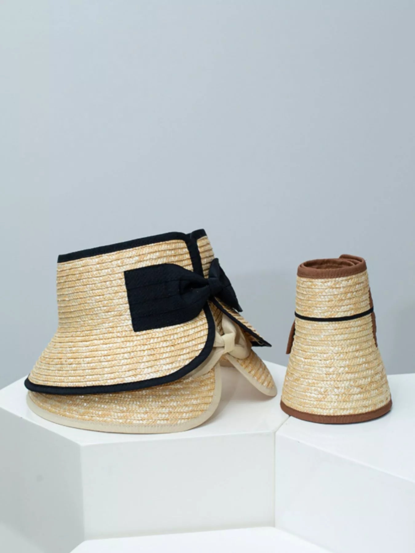 Straw Sun Visor Hat with Bow