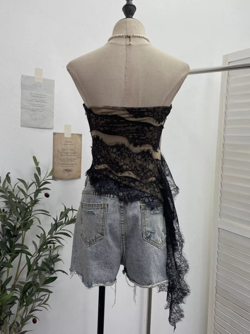 Lace Tube Top with Asymmetrical Hem